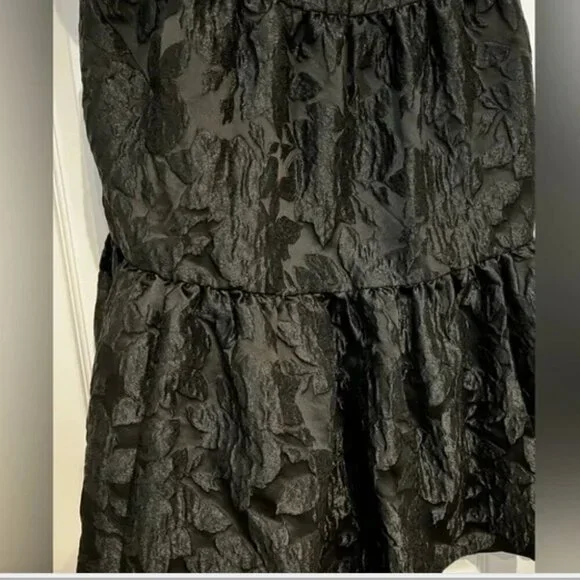J. Crew Dress Size 10 tiered, black, brocade Babydoll Formal Adjustable Straps - Picture 13 of 13